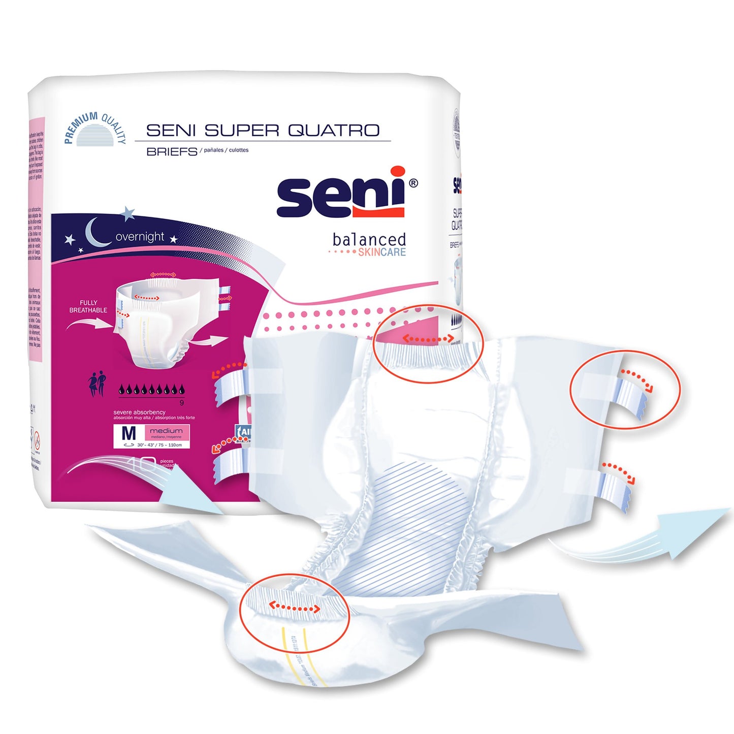 BRIEF, INCONT SENI SUPER QUATRO MED 30"-43"