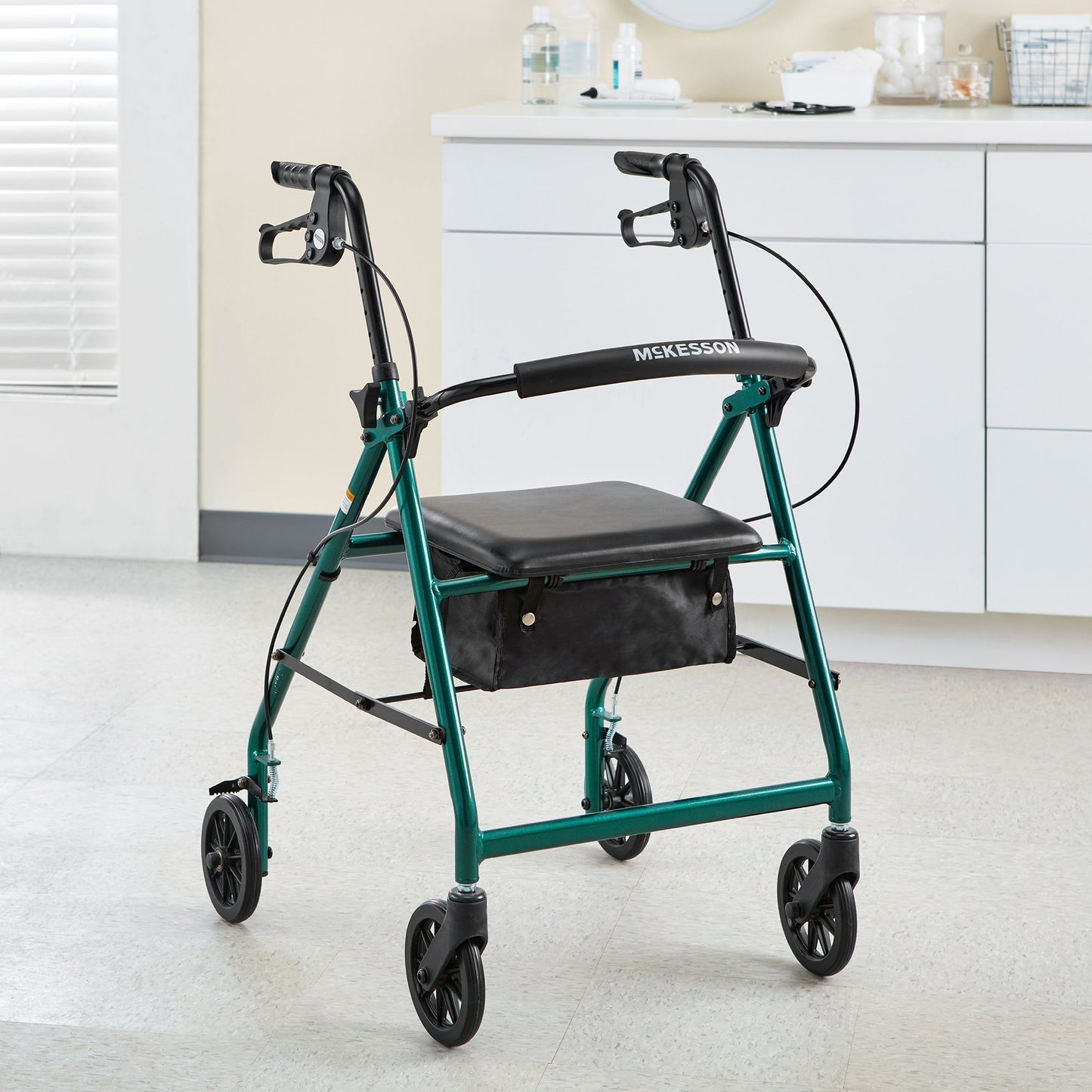 WALKER, ROLLATOR LTWT FOLDINGALUM W/6" WHLS GRN 300LB