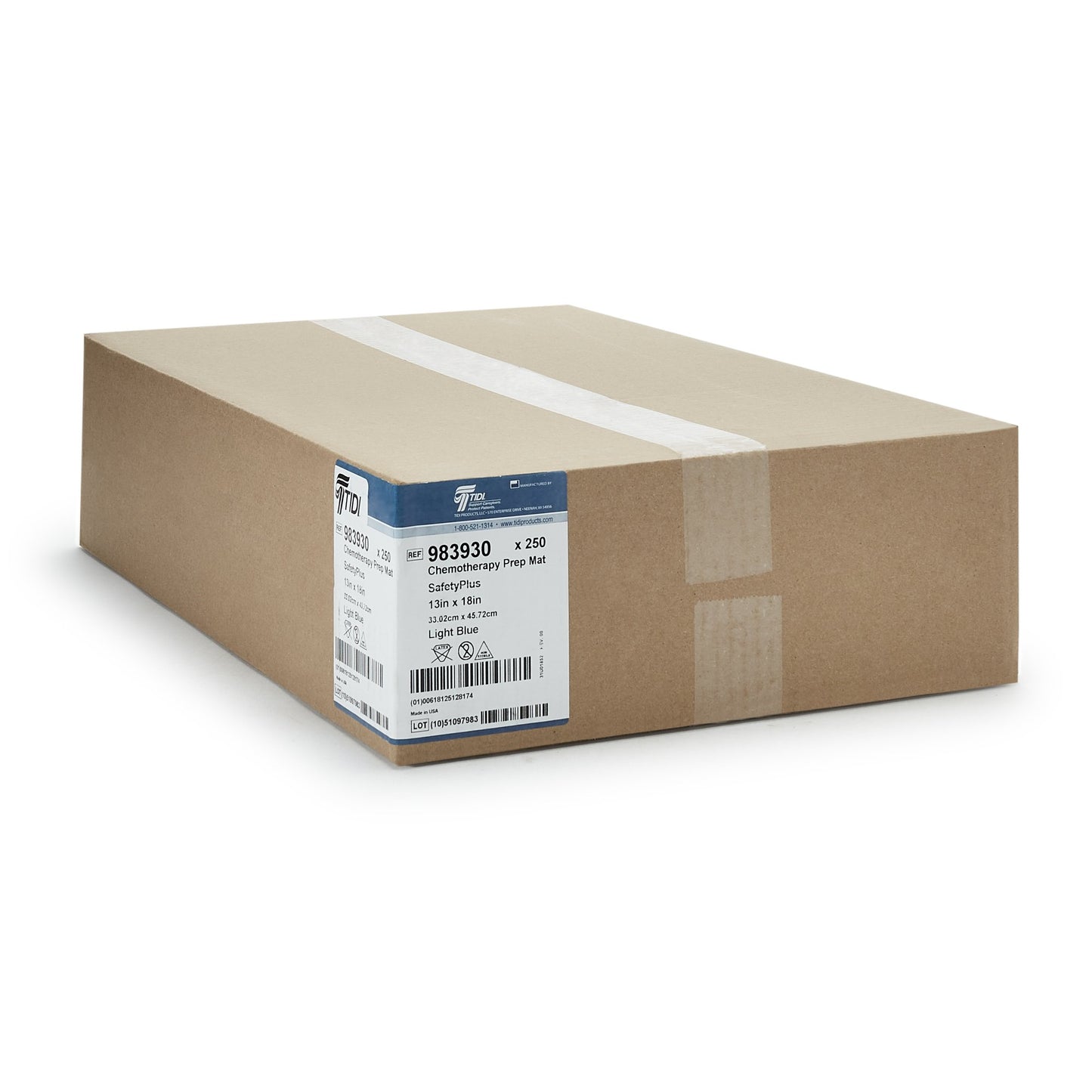 MAT, CHEMO PREP P2 SFTYPLUS LF13X18 LT BLU