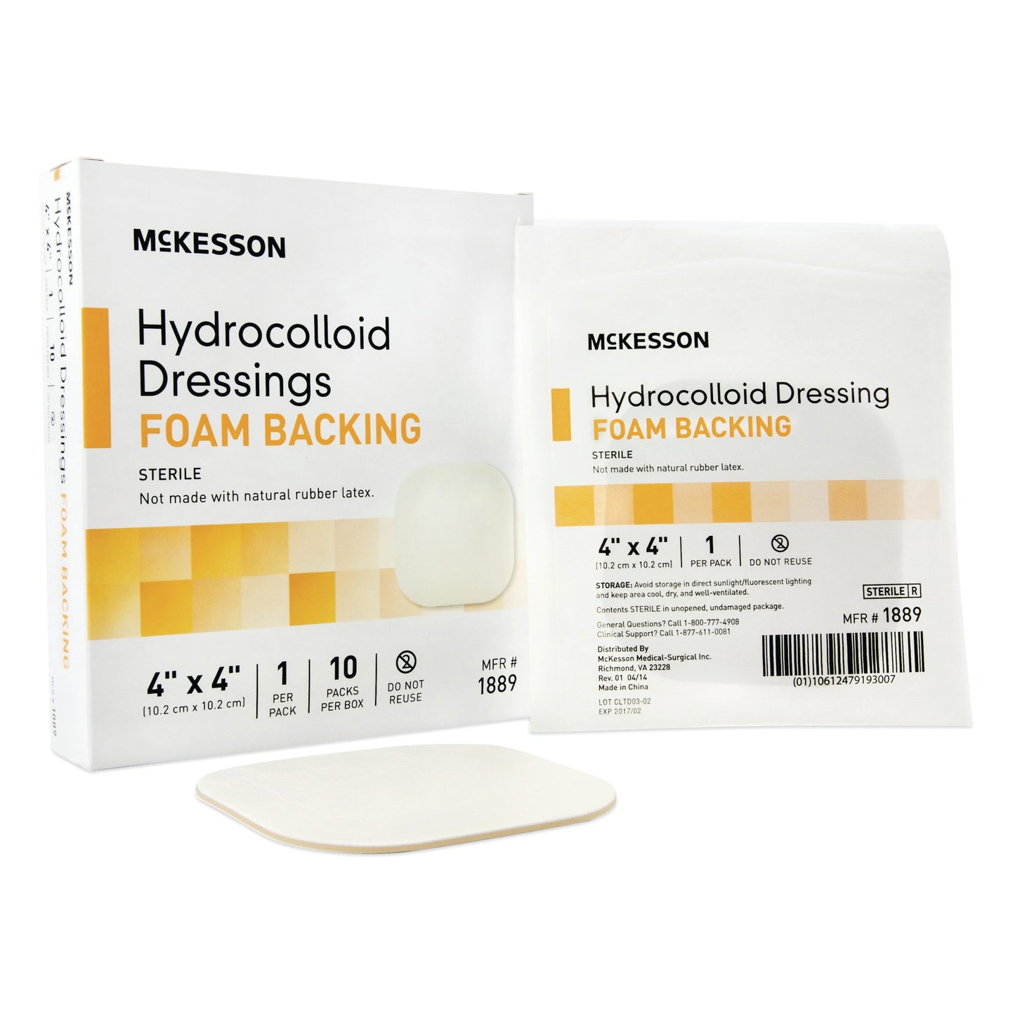 DRESSING, HYDROCOLLOID FOAM-BCK STR 4X4"