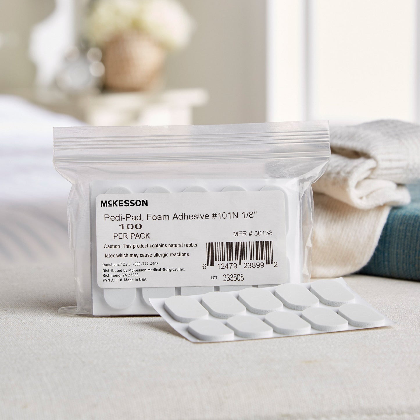 PEDI-PAD, FOAM ADH WHT #101-NAARROW 1/8"