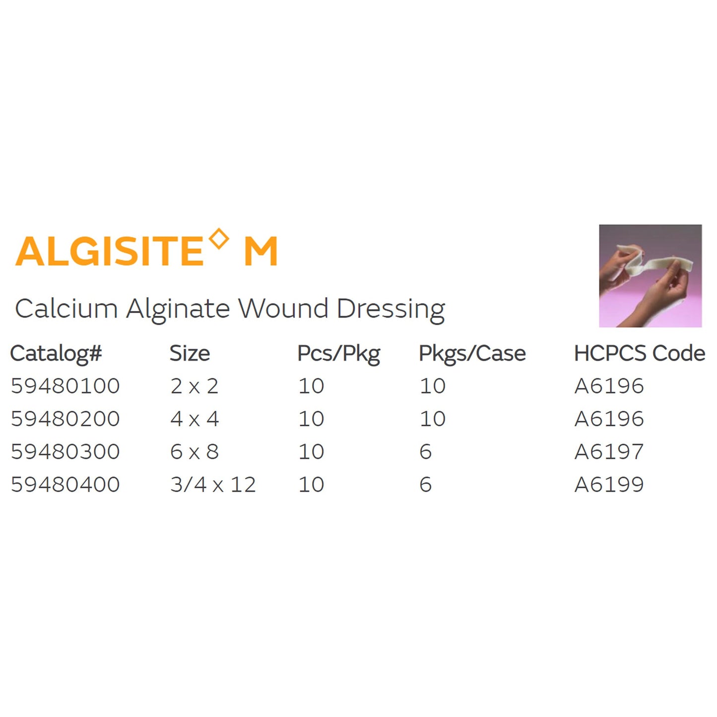 DRESSING, ALGISITE WOUND 4"X4"