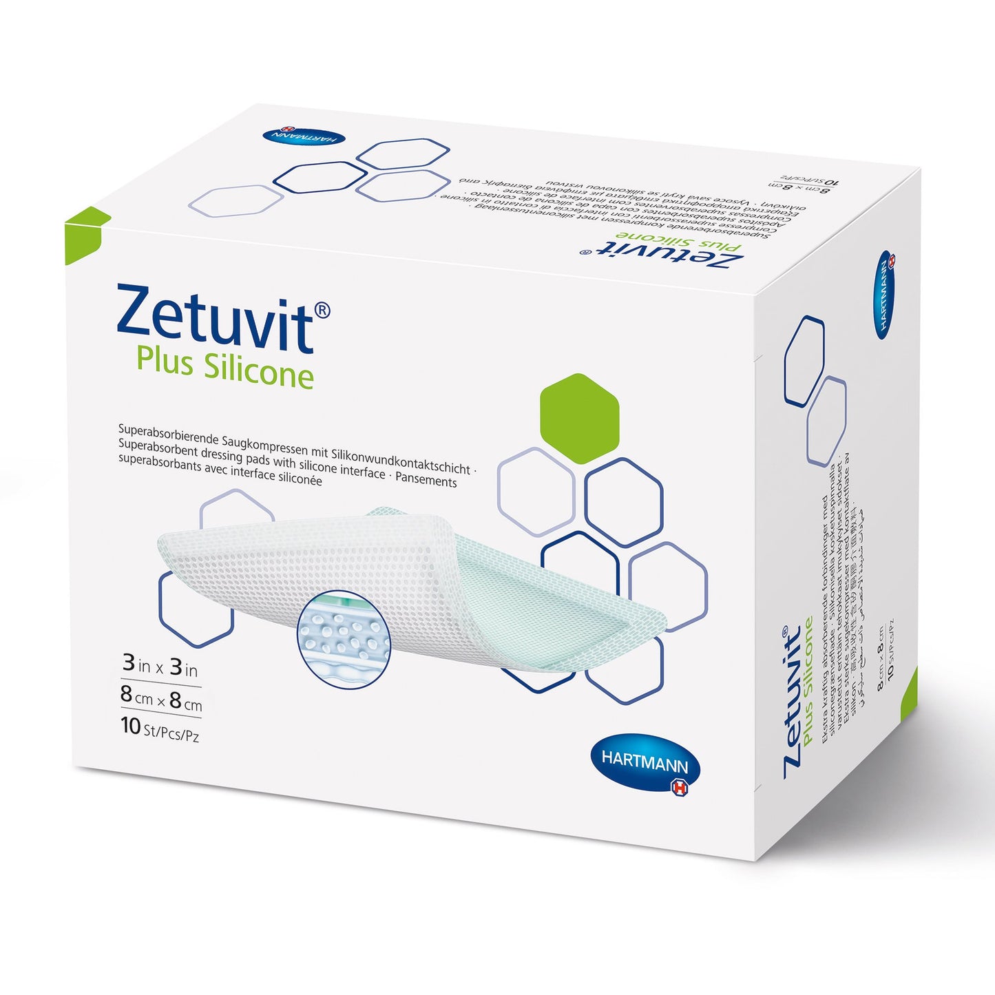 DRESSING, SUPER ABSRB SIL N/BRDR ZETUVIT PLUS 3"X3"