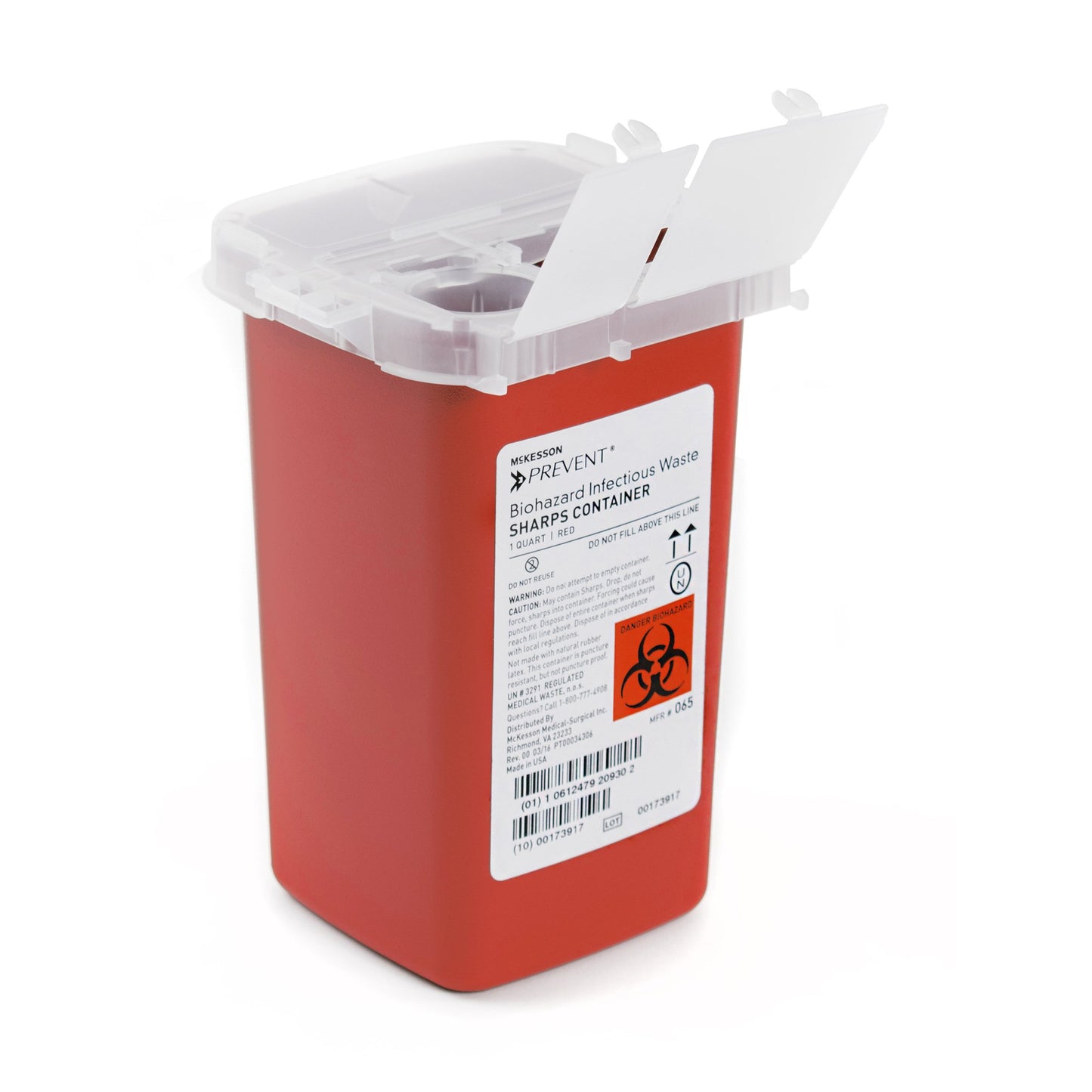 CONTAINER, SHARPS RED 1QT