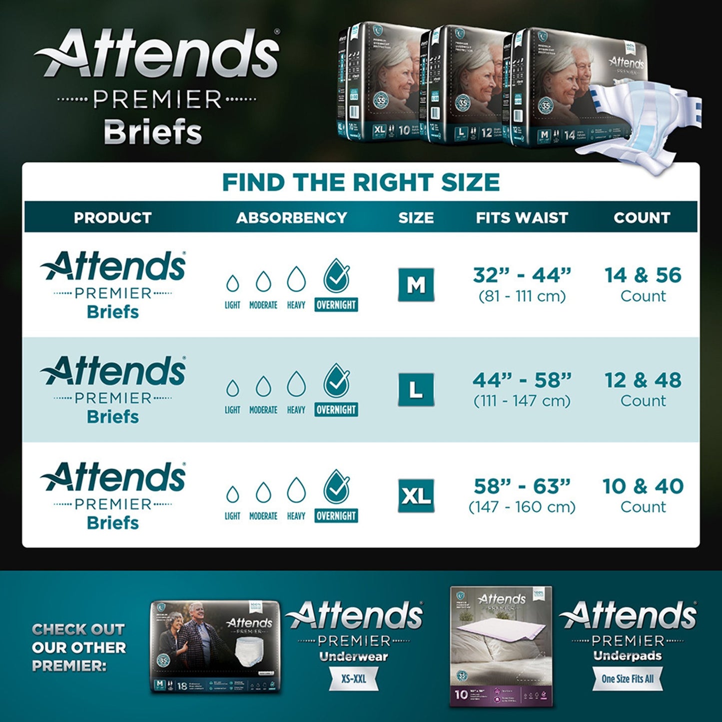 BRIEF, ATTENDS PREMIER LG (12/BG 4BG/CS)