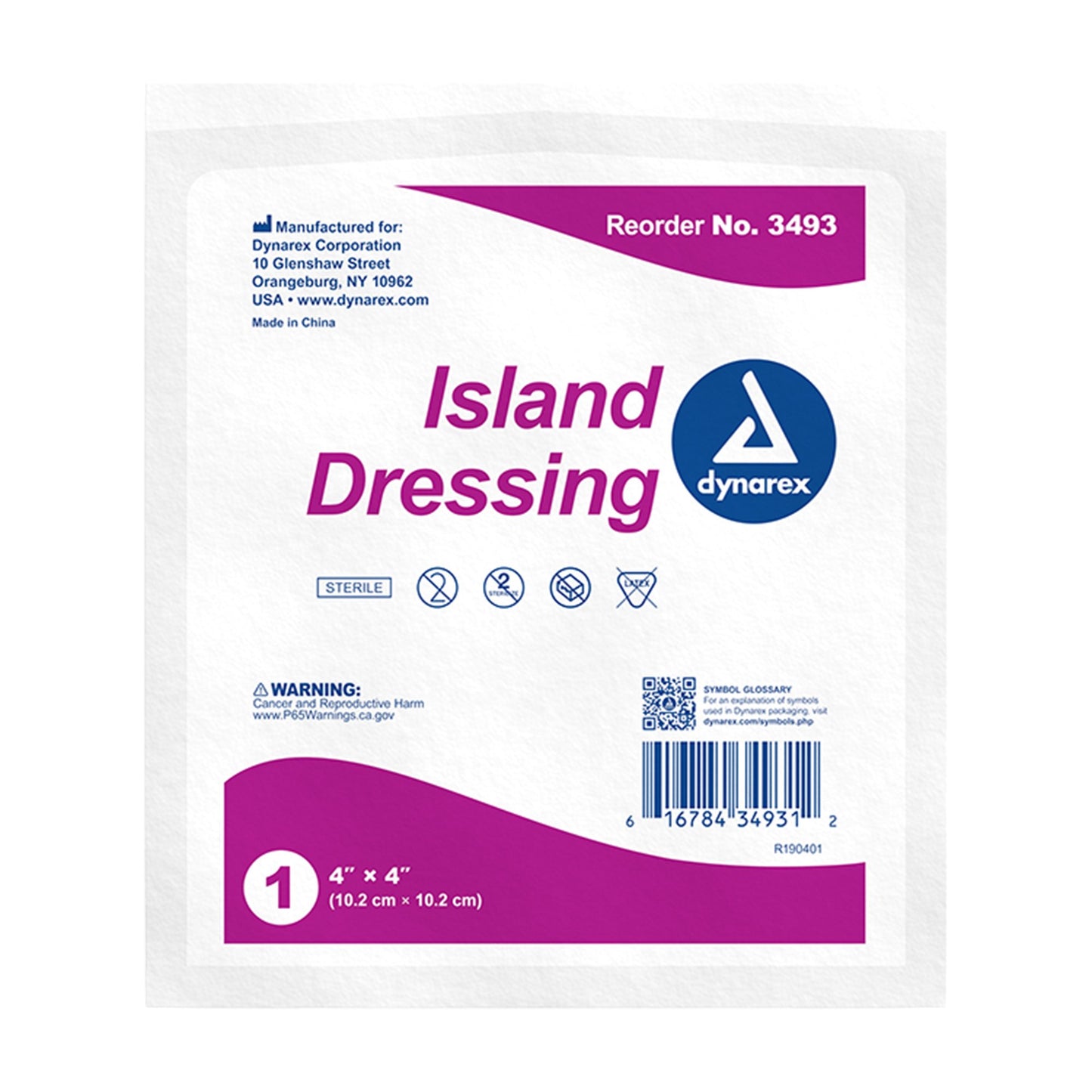 DRESSING, ISLAND STR 4X4"
