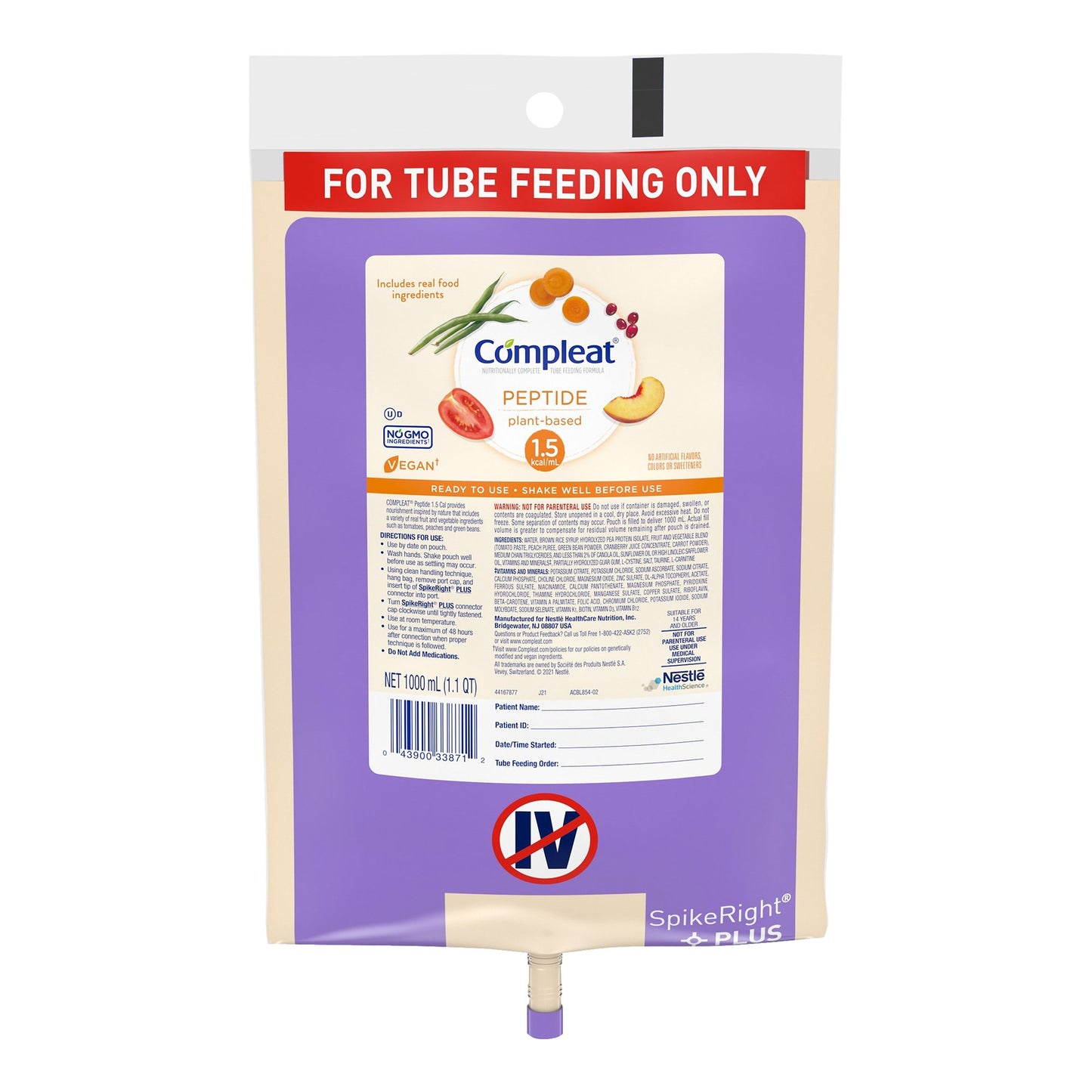 COMPLEAT PEPTIDE, SPIKERIGHT PLUS 1.5CAL 1000ML
