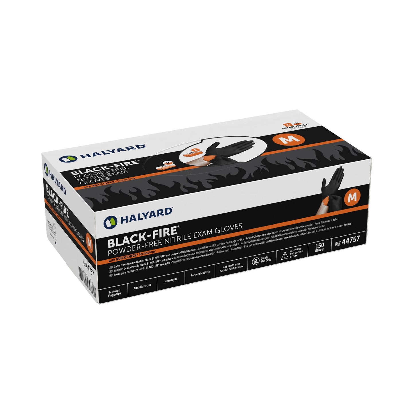 GLOVE, EXAM NTRL MED N/S BLK/ORG