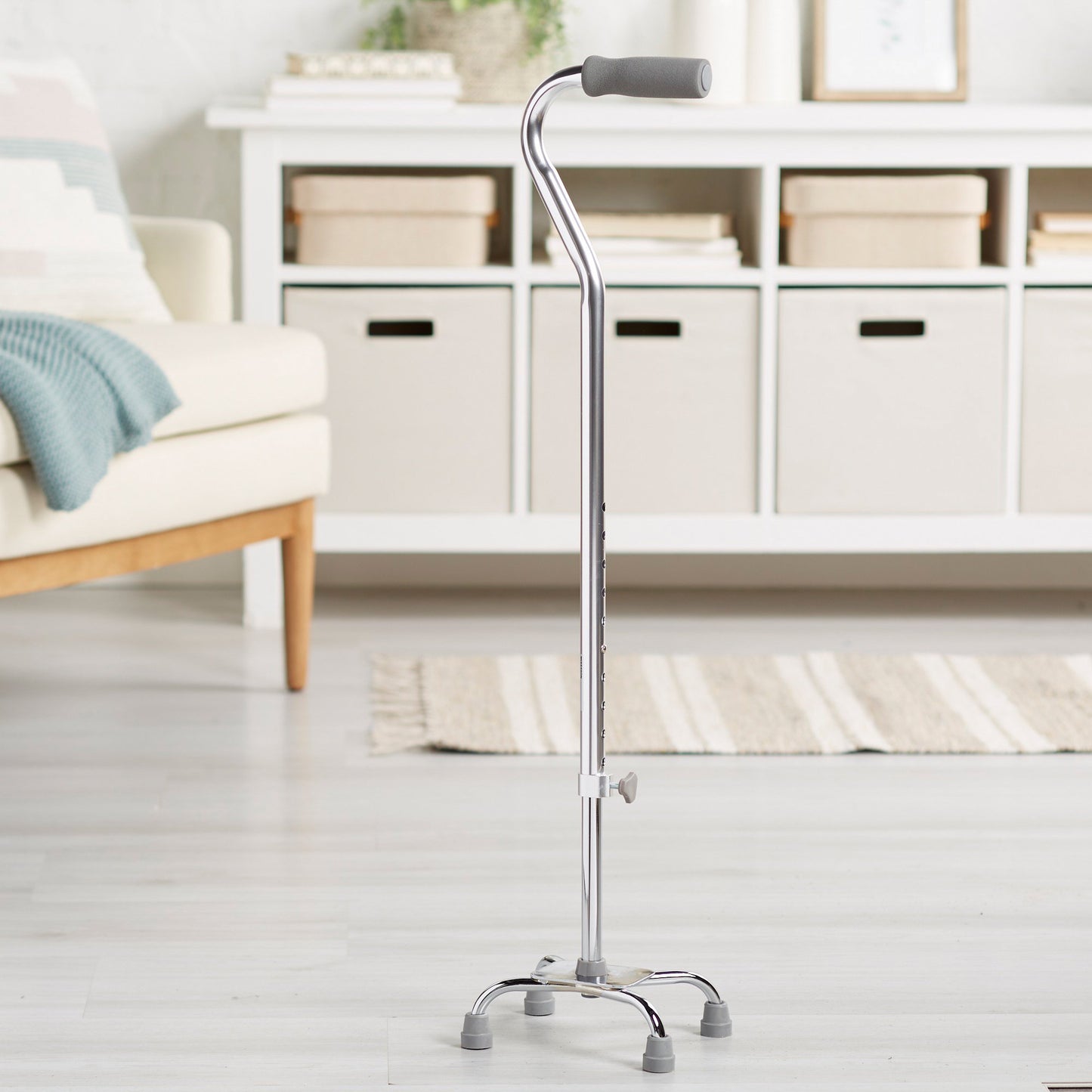 CANE, QUAD/SM BASE ALUM CHROME