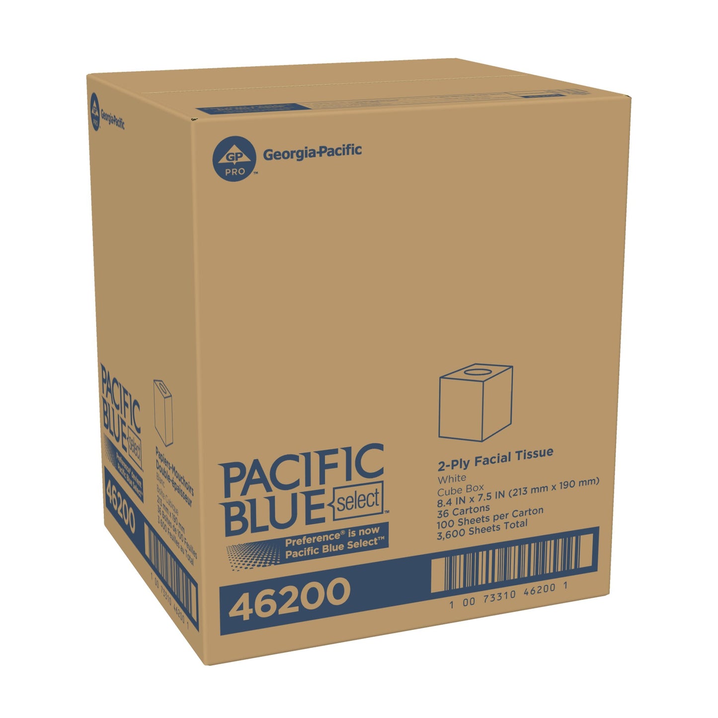 TISSUE, FACIAL CU 2PLY WHT