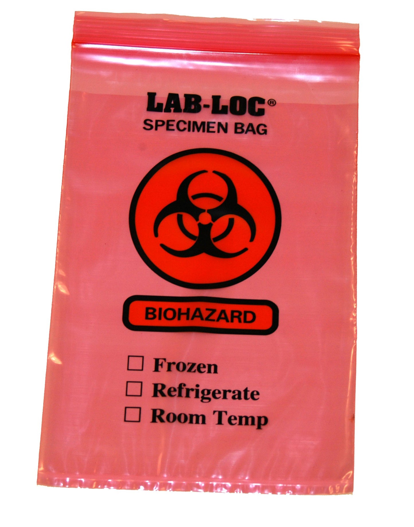 BAG, SPCMN BIOHAZ 3WALL W/ZIPRED 6"X9"