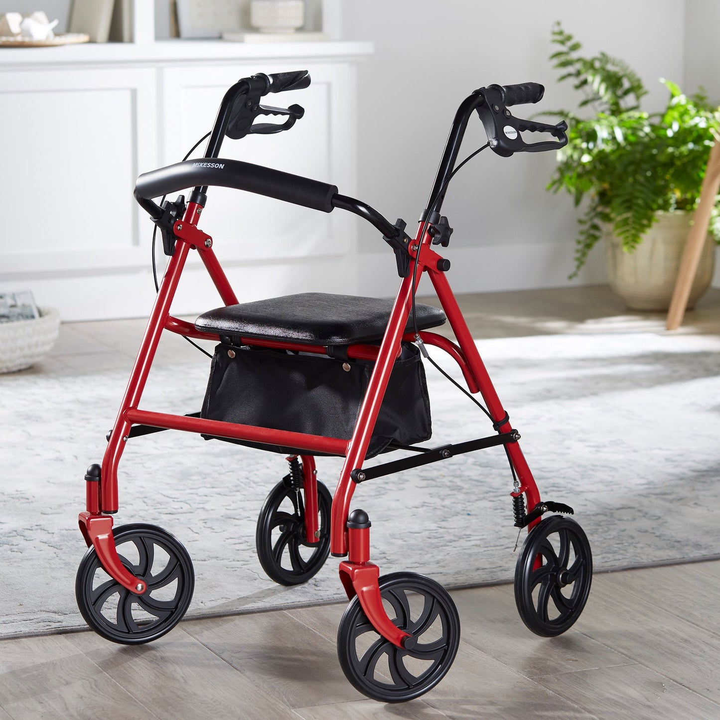 WALKER, ROLLATOR DURA FOLDINGSTEEL W/7.5" WHLS RED 350LB