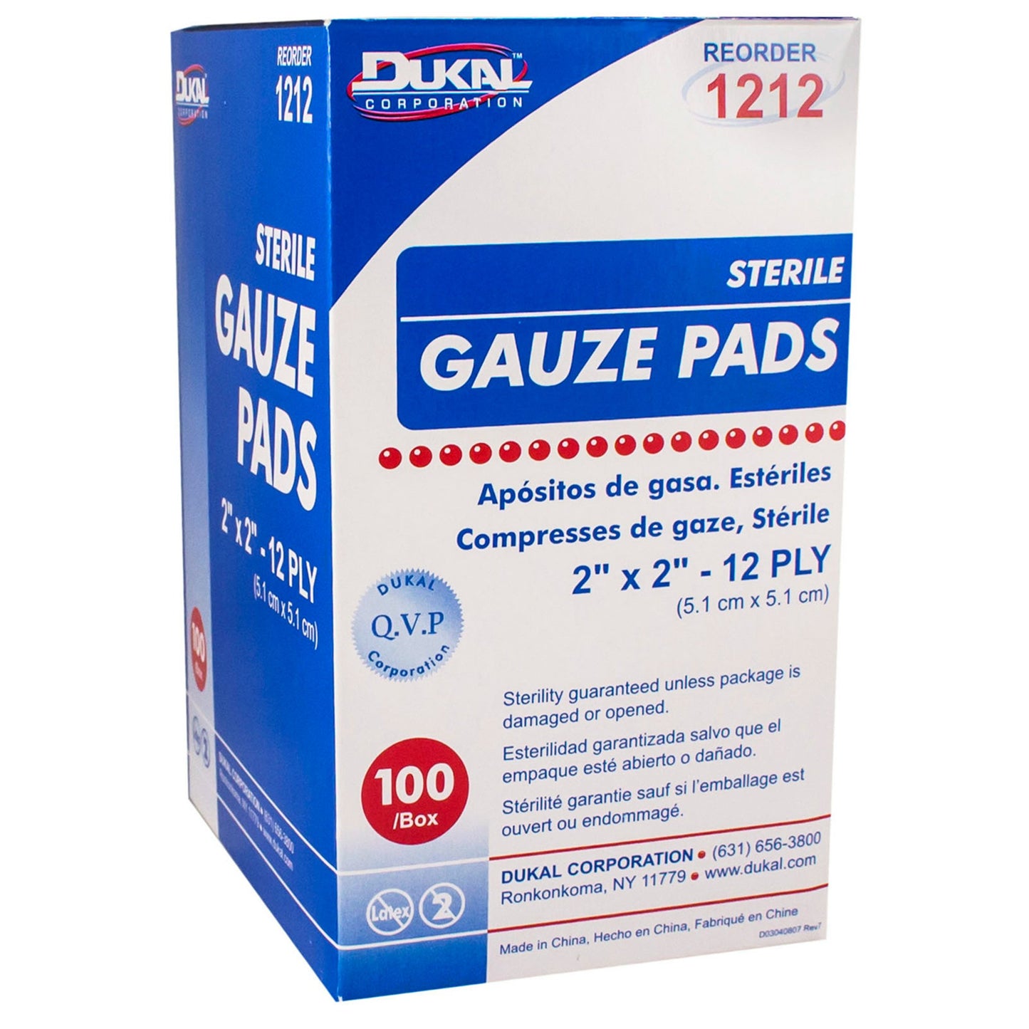 PAD, GAUZE 12PLY STR 2"X2"