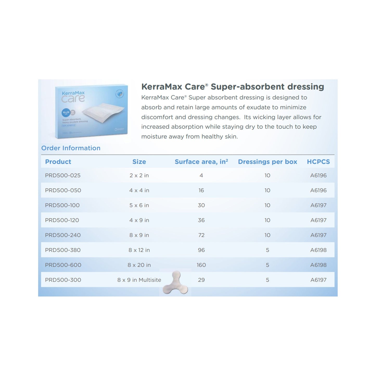 DRESSING, WOUND KERRAMAX CARE5X6"