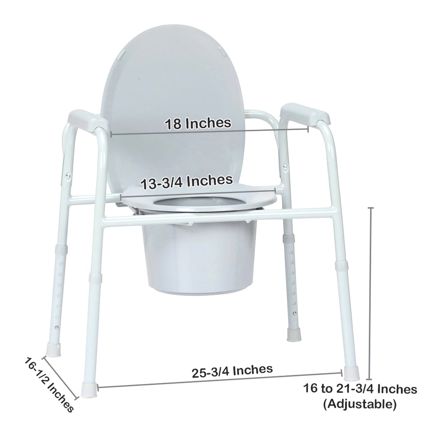 COMMODE, N/FLD STL FRAME 350LBS