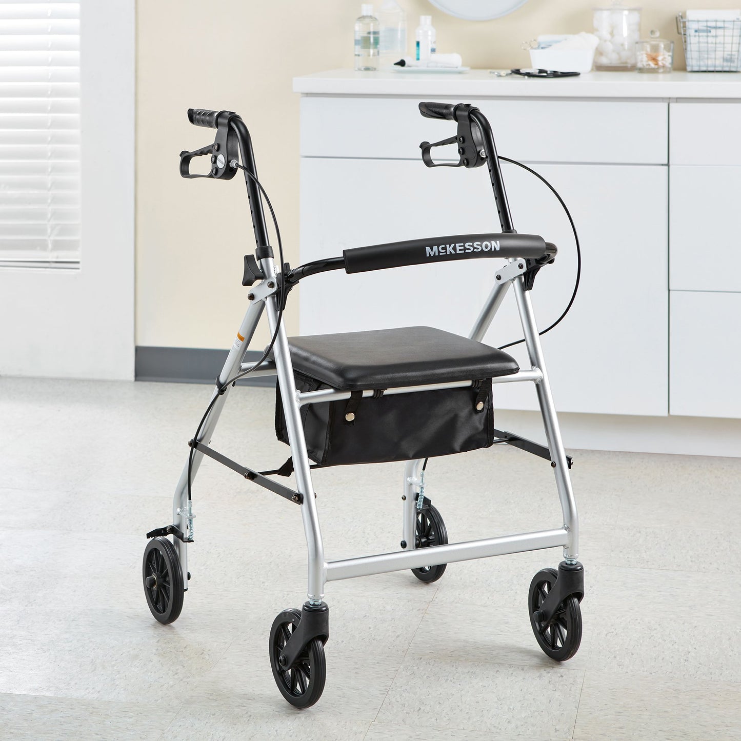 WALKER, ROLLATOR LTWT FOLDINGALUM W/6" WHLS SLVR 300LB