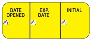 LABEL, EXPIRATION DATE DATE OPENED YLW