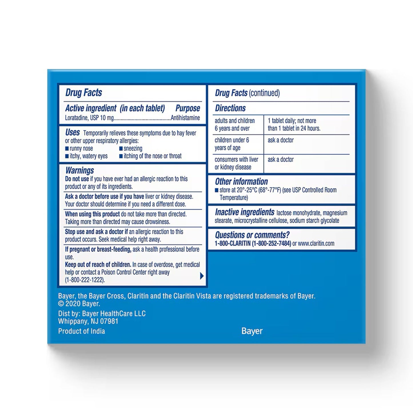 CLARITIN, TAB 10MG ALLERGY 24HR
