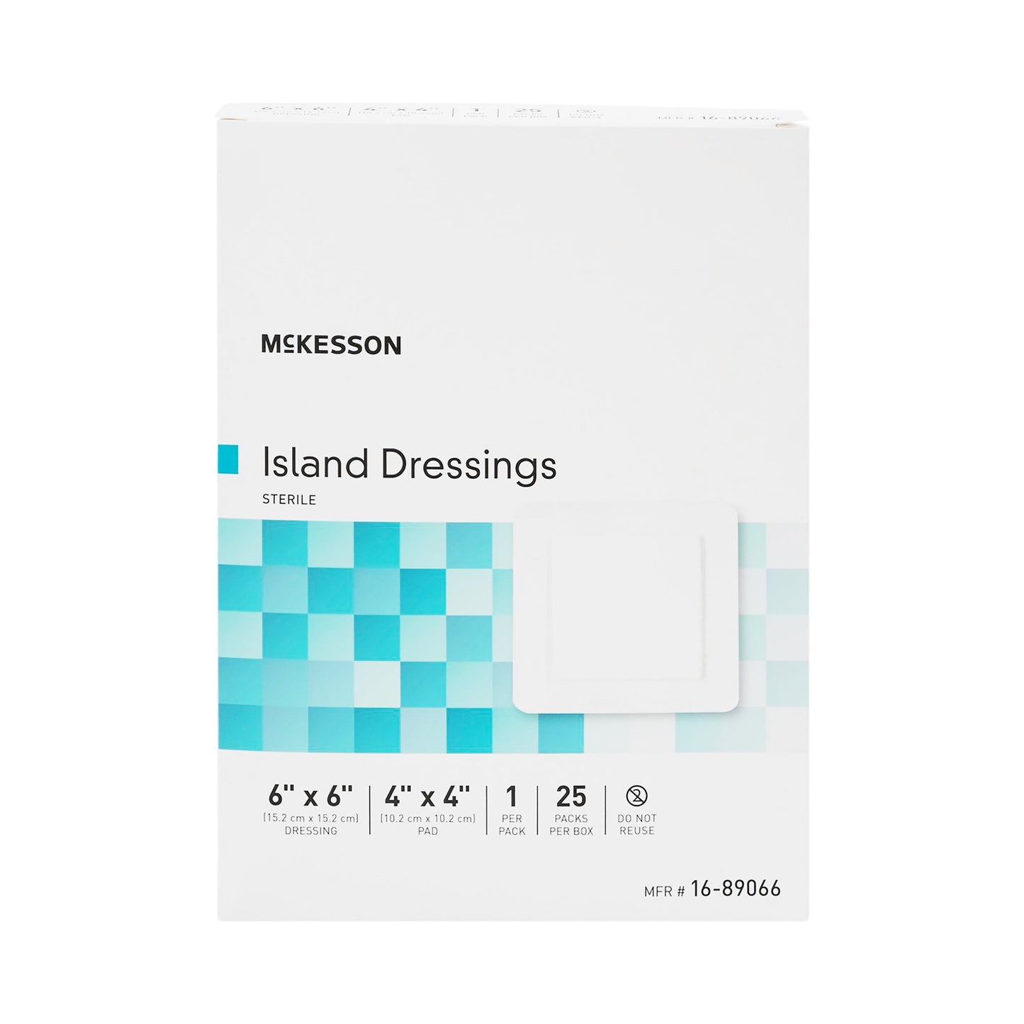 DRESSING, 4X4 ISLAND PAD 6X6OVR BRDR 25/BX 4BX/C MGM16