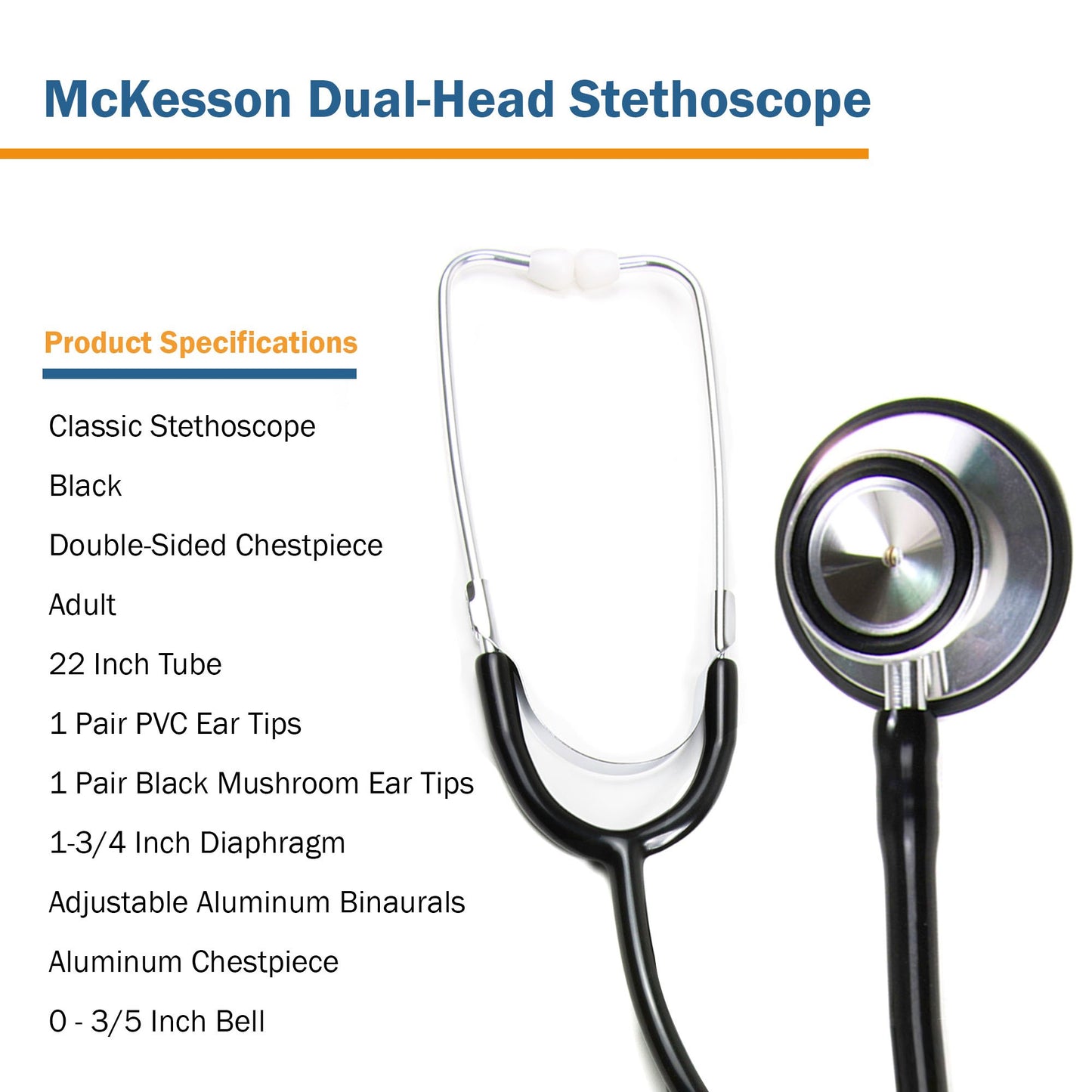 STETHOSCOPE, DUAL HEAD BLK