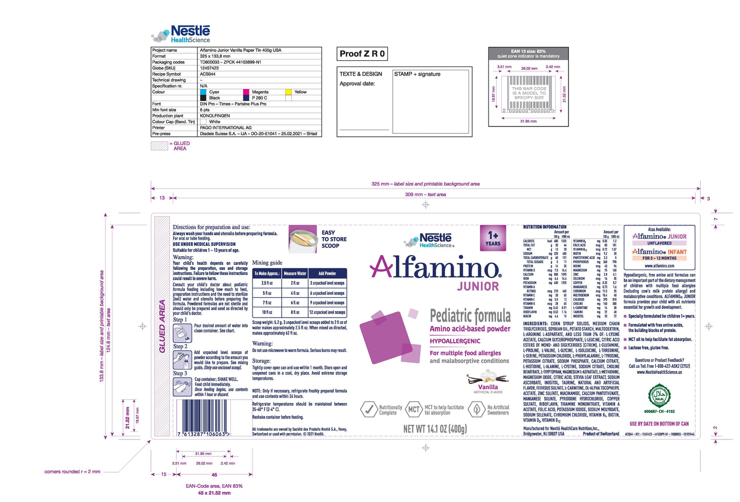 ALFAMINO JUNIOR, POWDRE VAN 400G