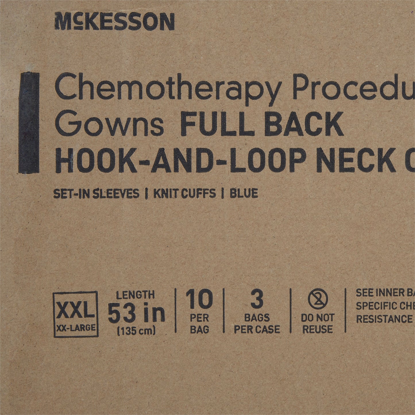 GOWN, CHEMO FULL BCK HOOK&LOOPCLSR AAMI 2 2XLG