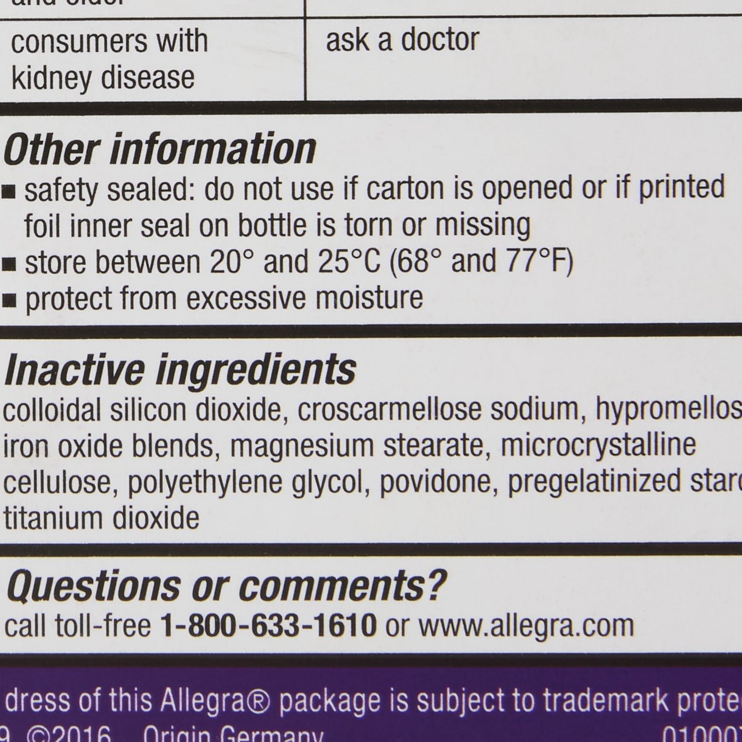 ALLEGRA 24HR, TAB 180MG ADLT