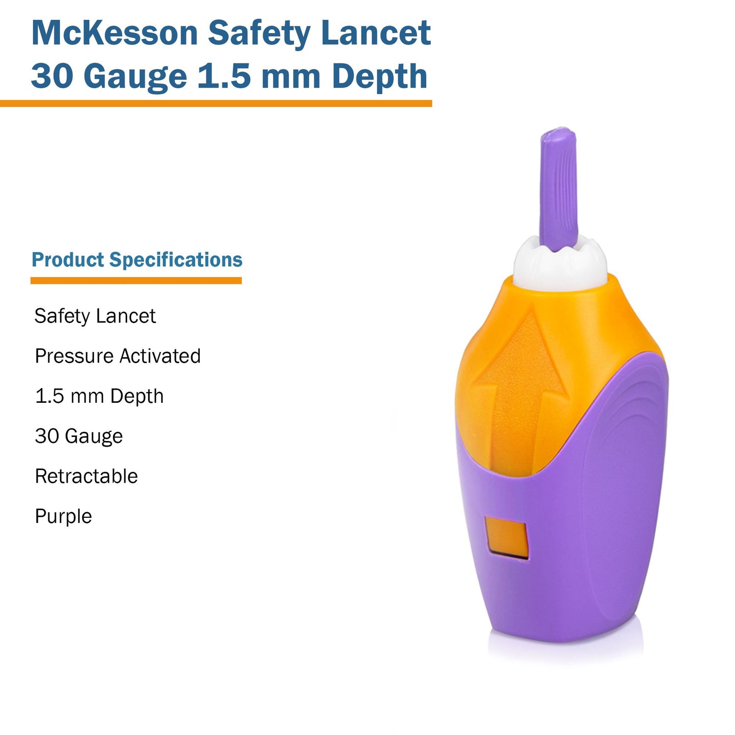 LANCET, SAFETY PRESS ACTIV PURP 1.5MM 30G