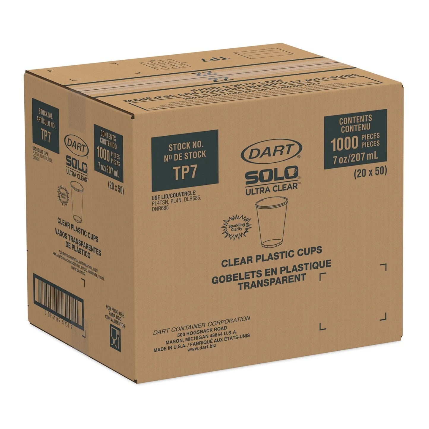 CUP, COLD SOLO PET PLAS ULTRACLR 7OZ