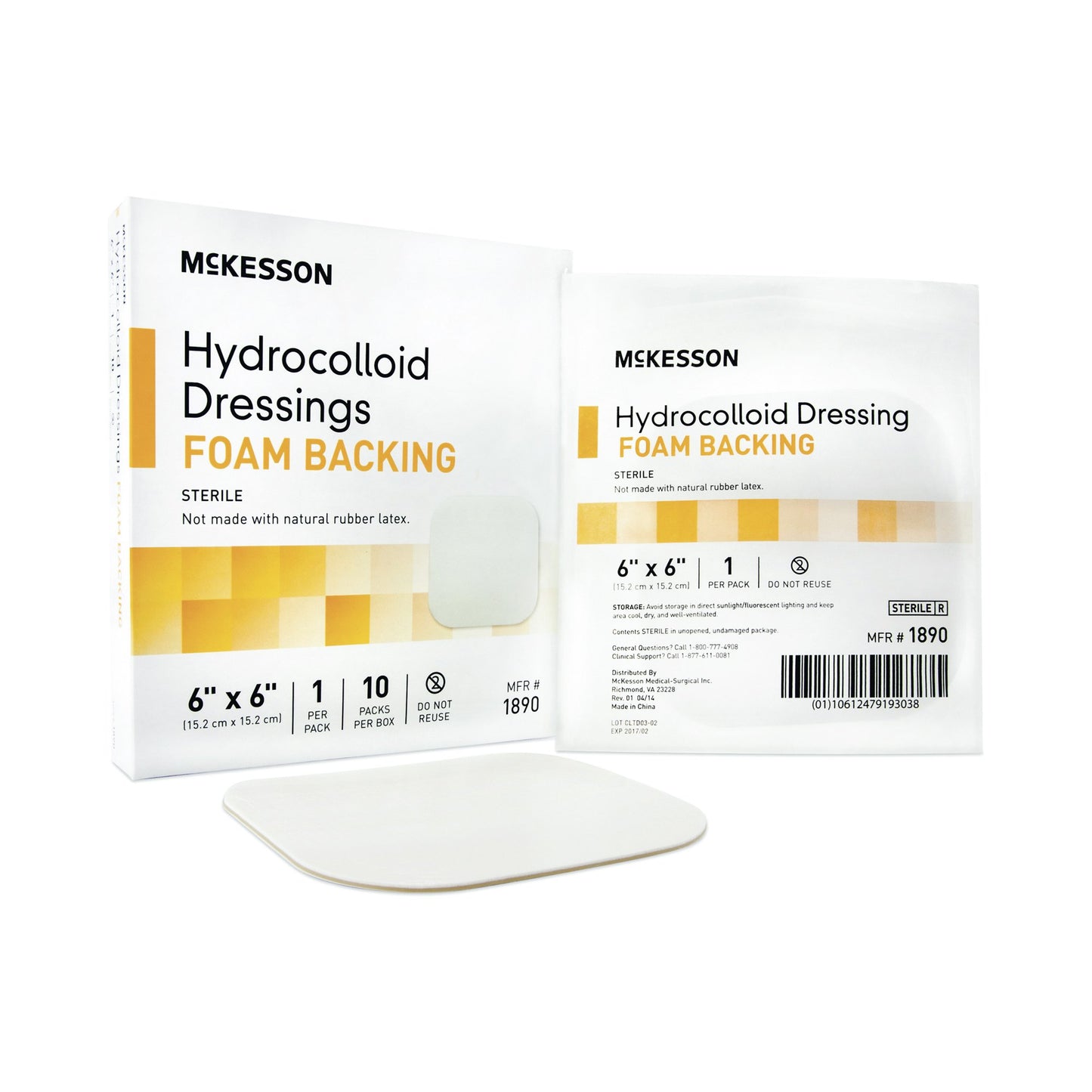 DRESSING, HYDROCOLLOID FOAM-BCK STR 6X6"