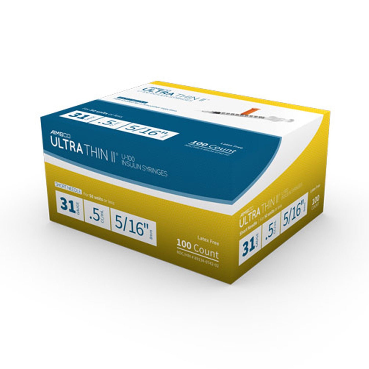 SYRINGE, INSULIN 0.5CC 31G X 5/16"