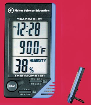 THERMOMETER, W/HUMIDITY & CLOCK MONITOR FSHSCI