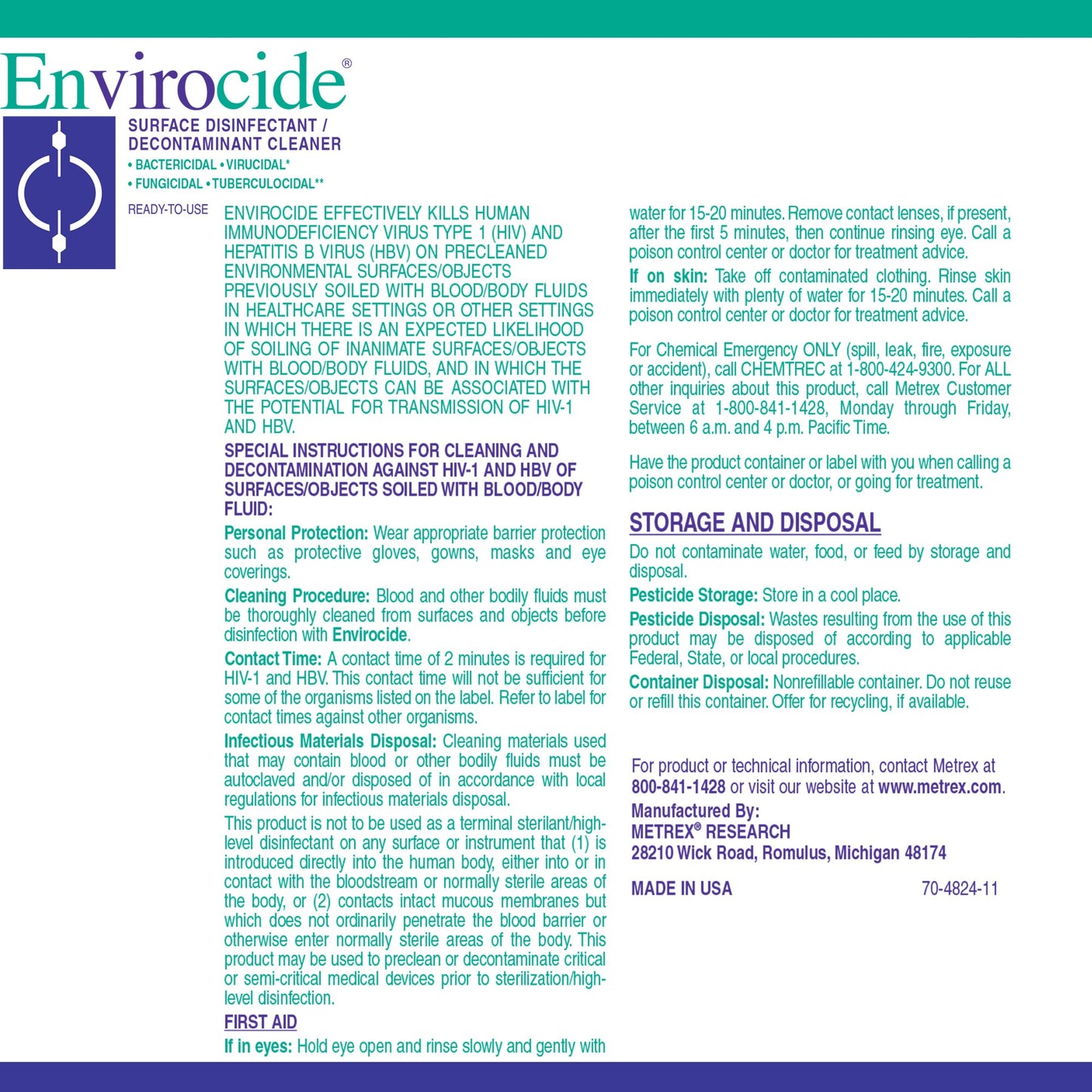 DISINFECTANT, ENVIROCIDE GL