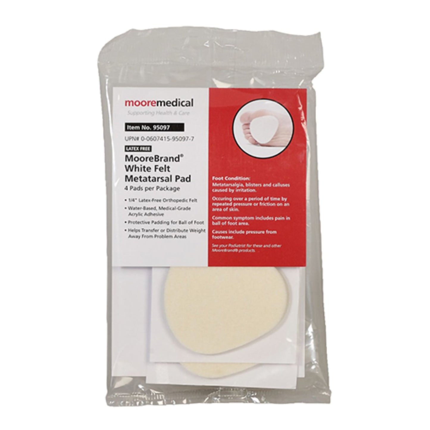 PEDI-PAD, FELT METATARSAL W/ADSZ106L 1/4"