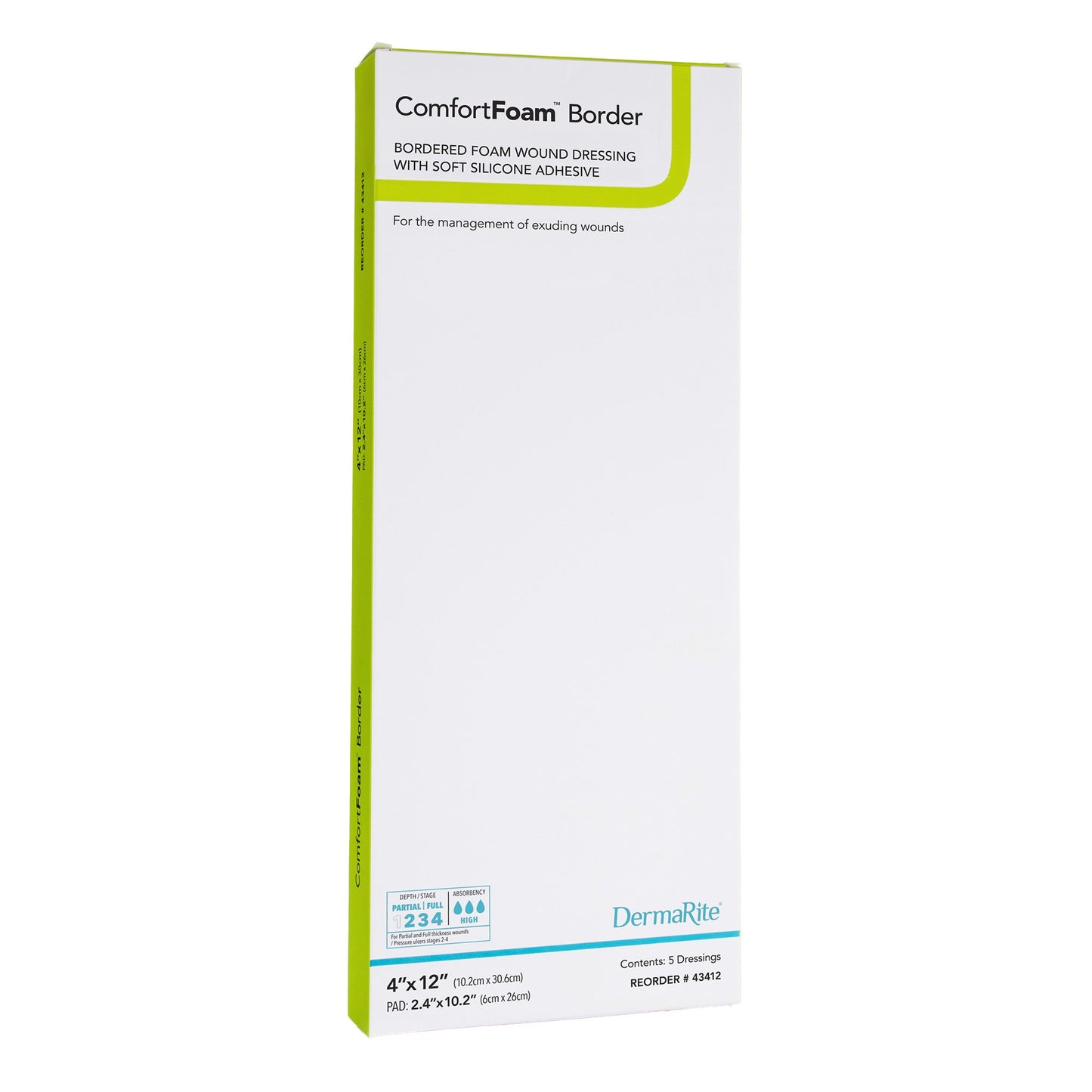 DRESSING, COMFORT FOAM BORDER4"X12"