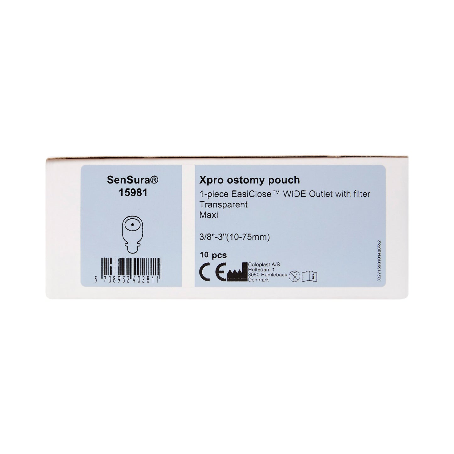 POUCH, SENSURA DRN 1PC WD NONCNVX 3/8-3"