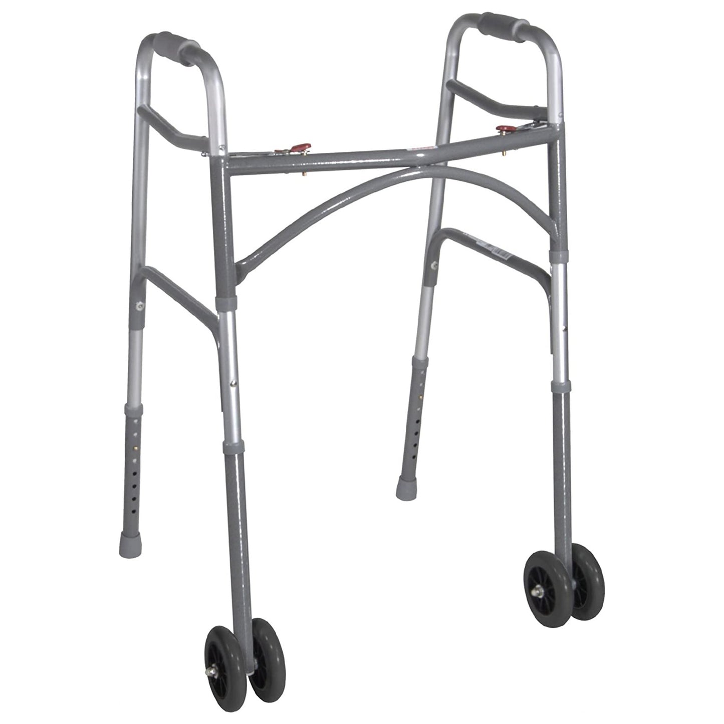WALKER, 2BUTTON HEAVY DUTY ADLT 500LB CAP W/WHEELS