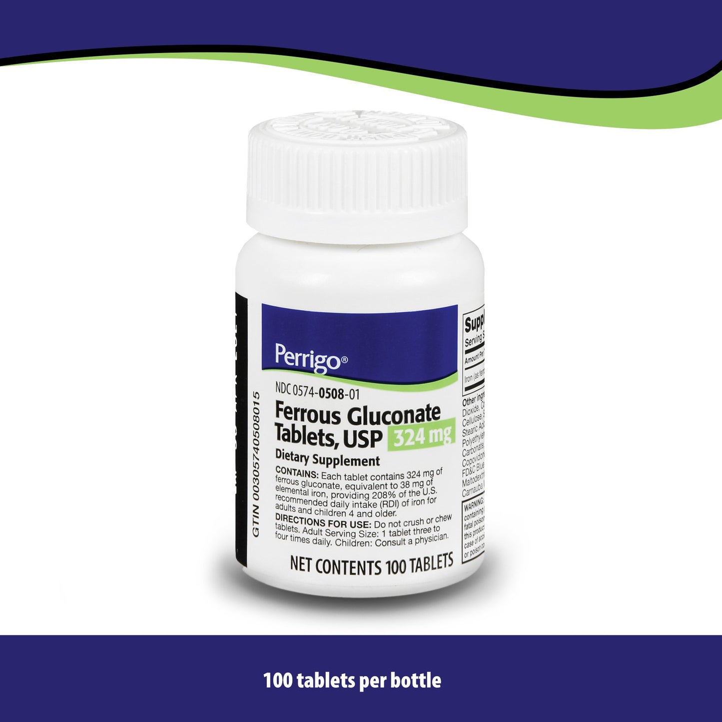 FERROUS GLUCONATE, TAB 324MG