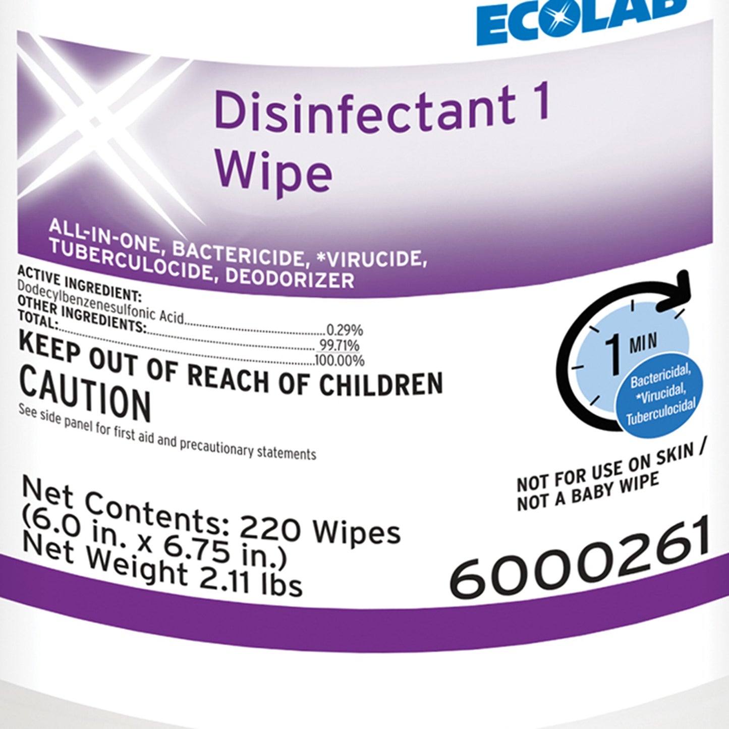 WIPE, DISINFECTANT 6"X6.75"
