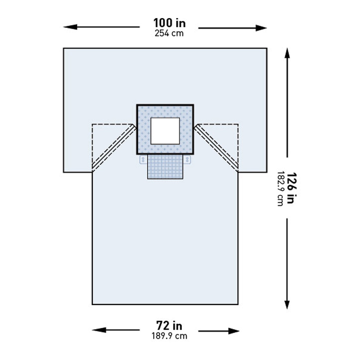 DRAPE, SURGICAL CHEST STR 100"X72"X126"