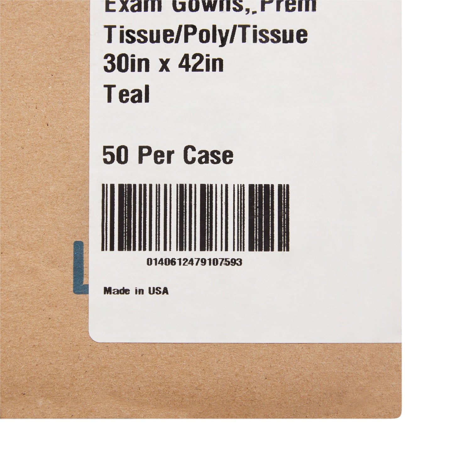 GOWN, EXAM T/P/T F/B OPN TEAL30X42