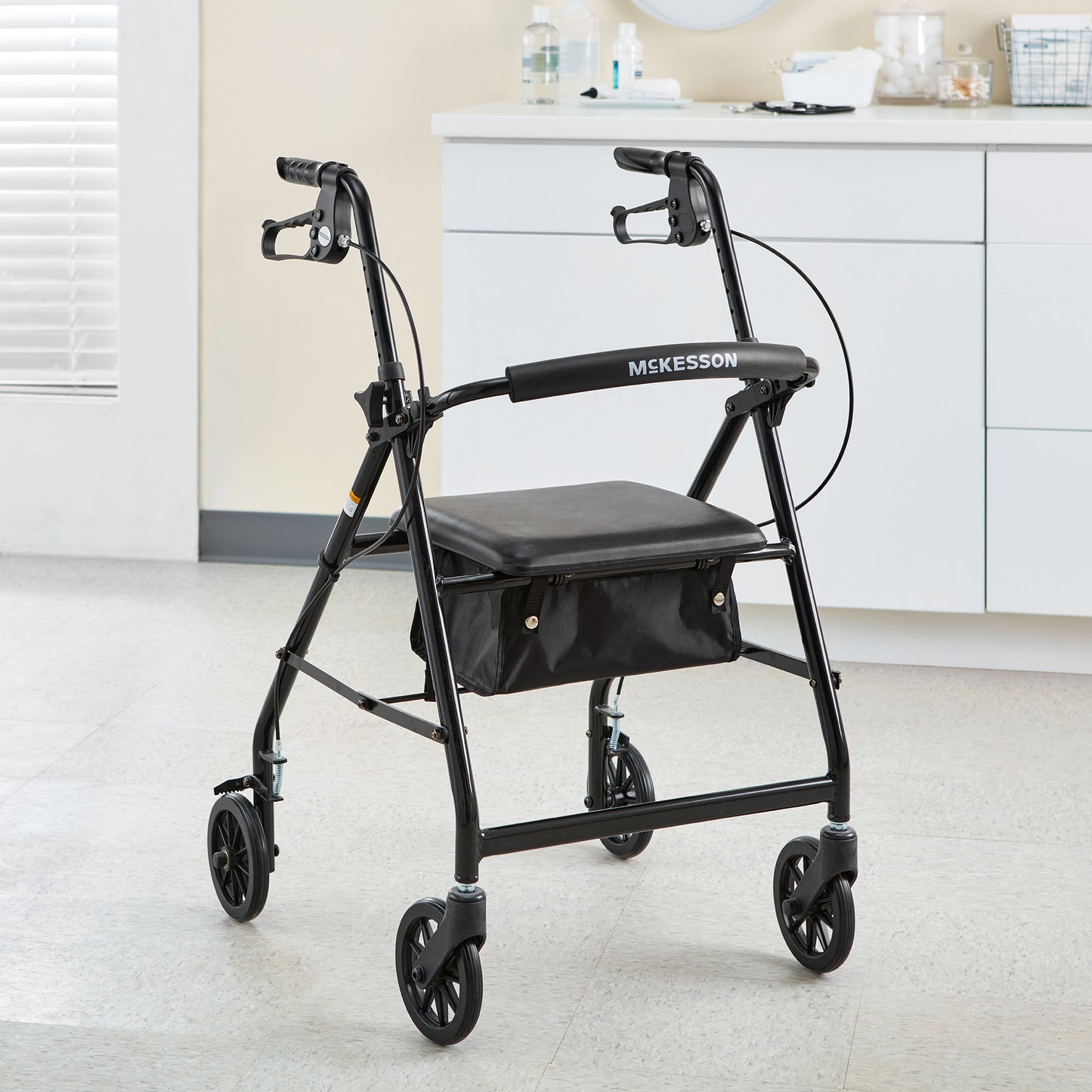 WALKER, ROLLATOR LTWT FOLDINGALUM W/6" WHLS BLK 300LB