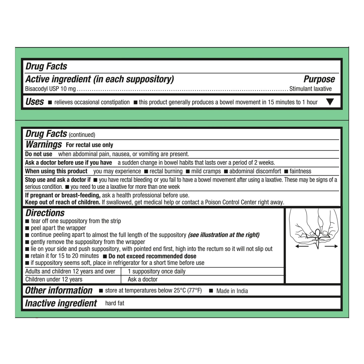 BISACODYL LAX, SUPPOSITORY 10MG