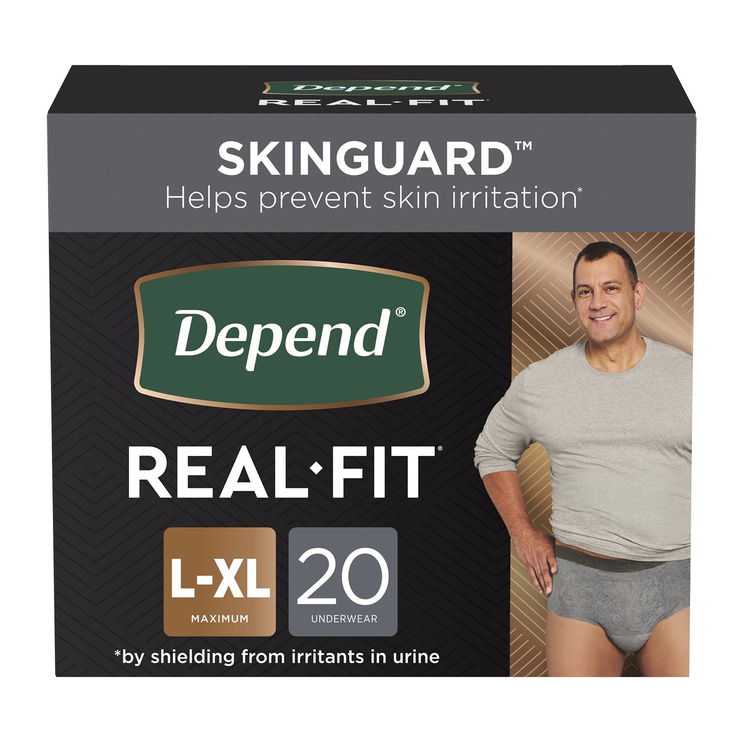 BRIEF, INCONT DEPENDS REAL FITABSRB MENS LG/XLG