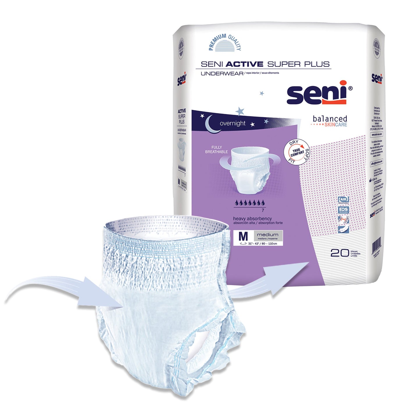 UNDERWEAR, INCONT ACTIVE SUPER+ MED 31"-43"