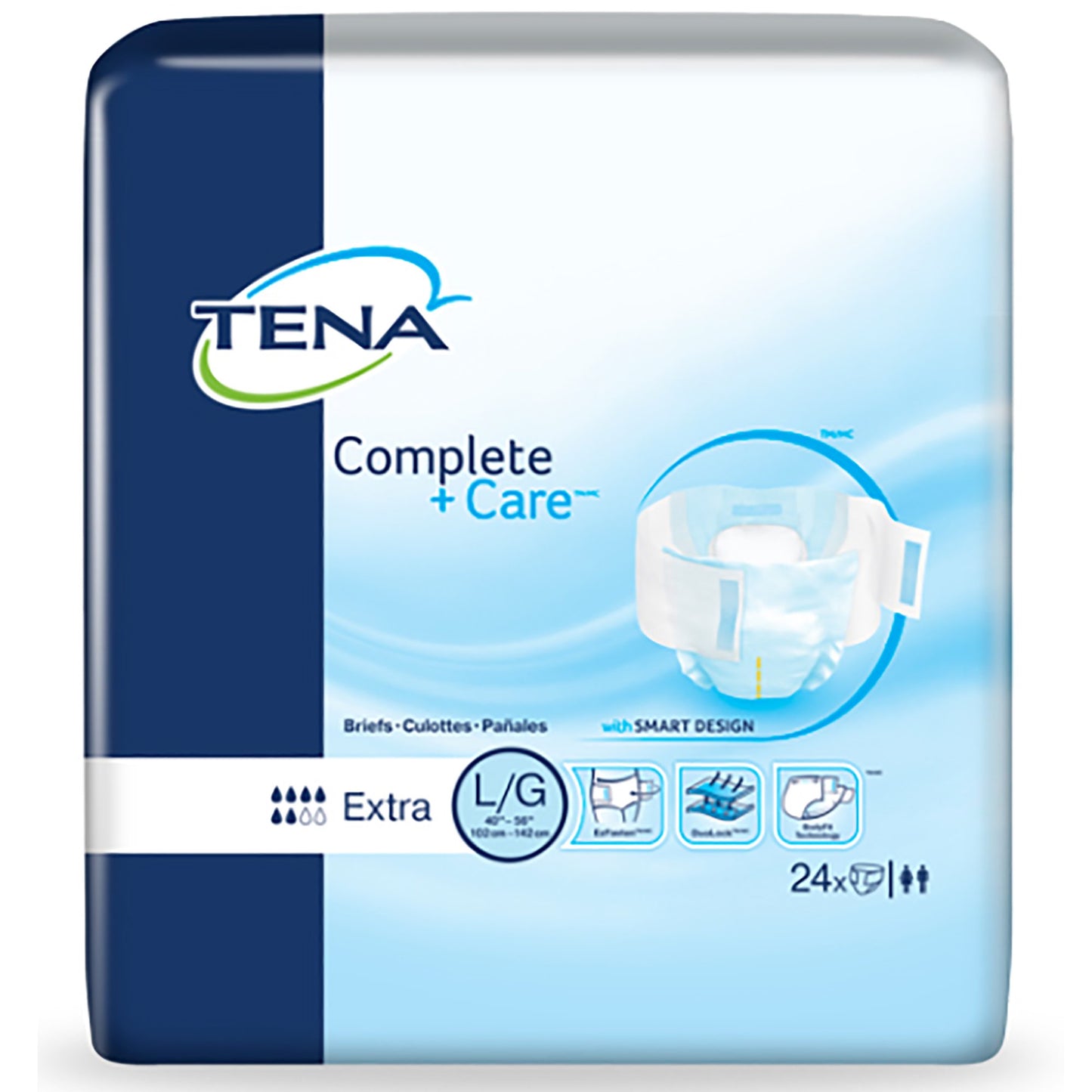 BRIEF, TENA COMPLETE+CARE WETNESS INDICATOR LG