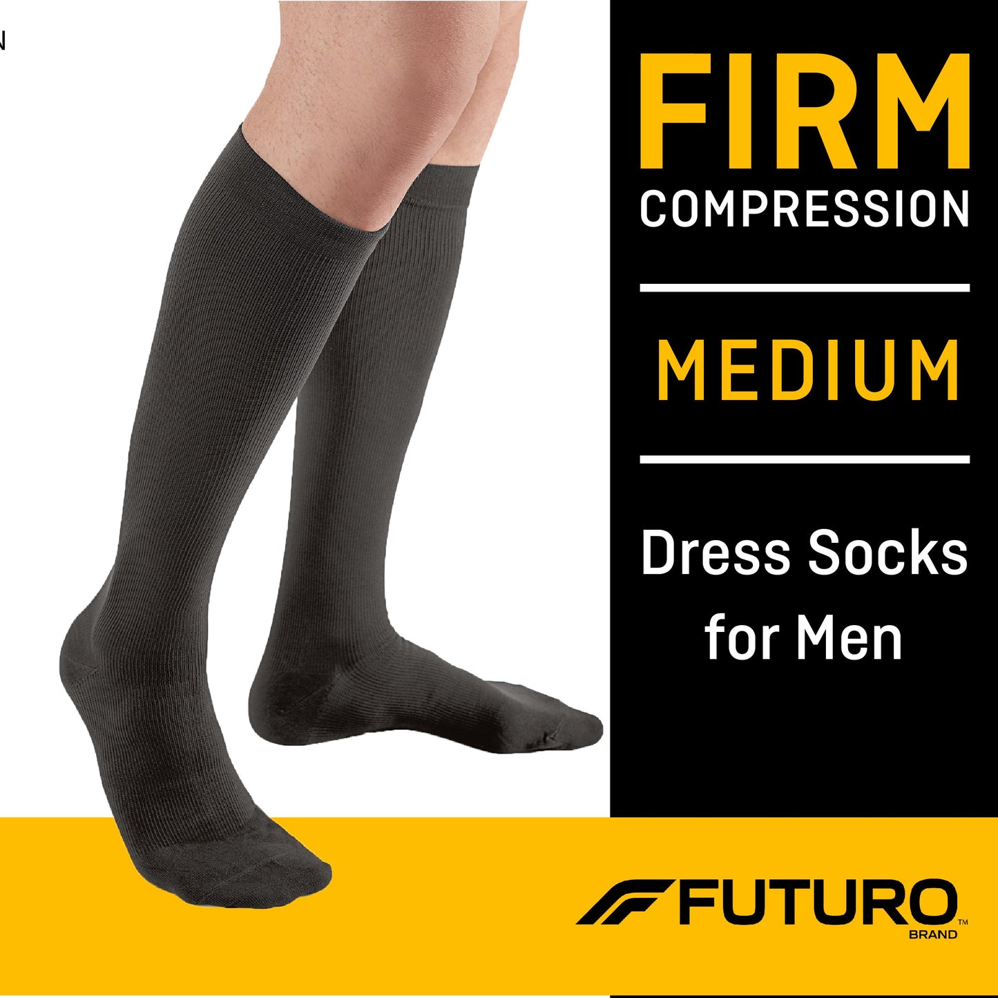 SOCK, COMPRESSION FUTURO DRESSMENS BLK MED