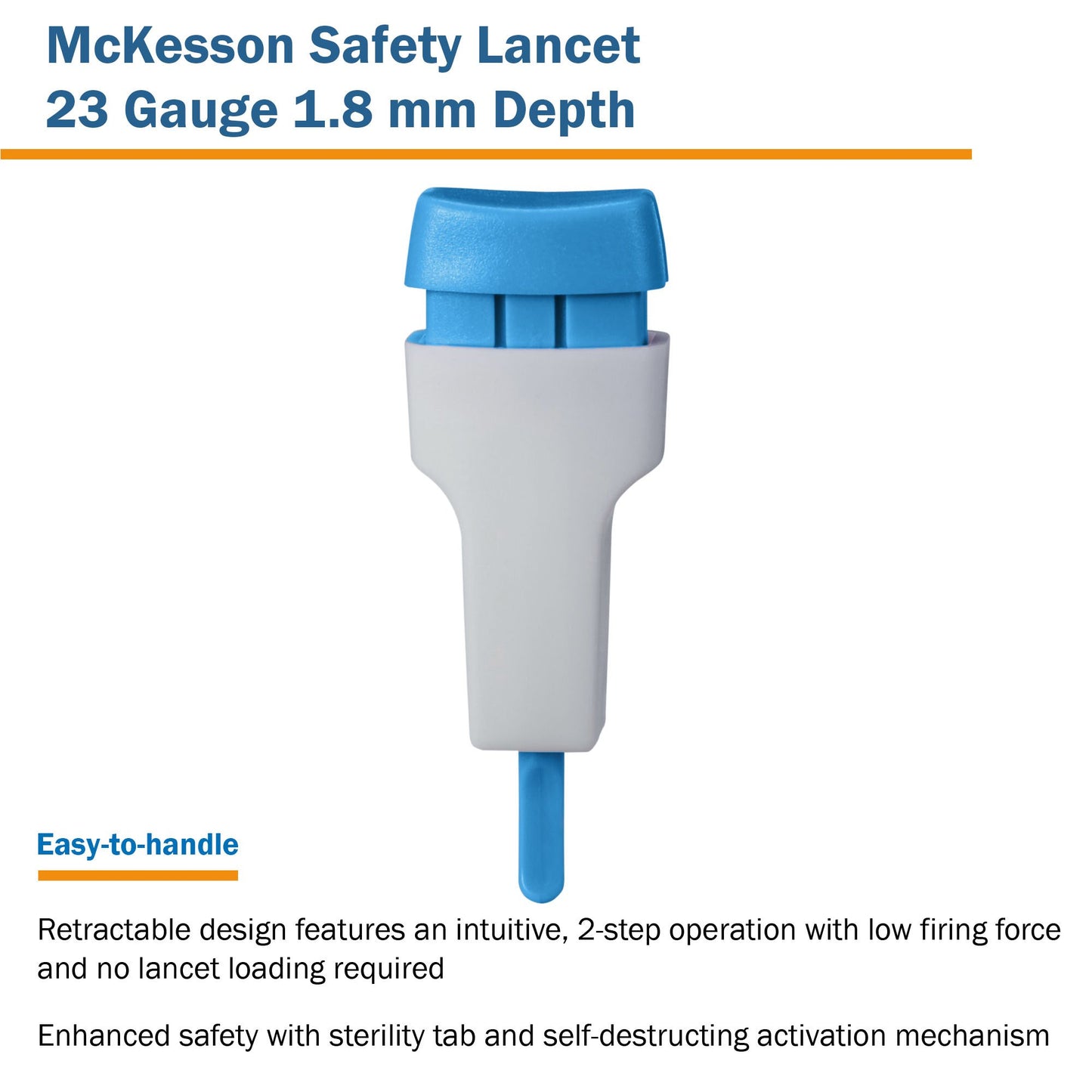 LANCET, SAFETY PUSH-BUTTON 23GNDL 1.8MM LF BLU