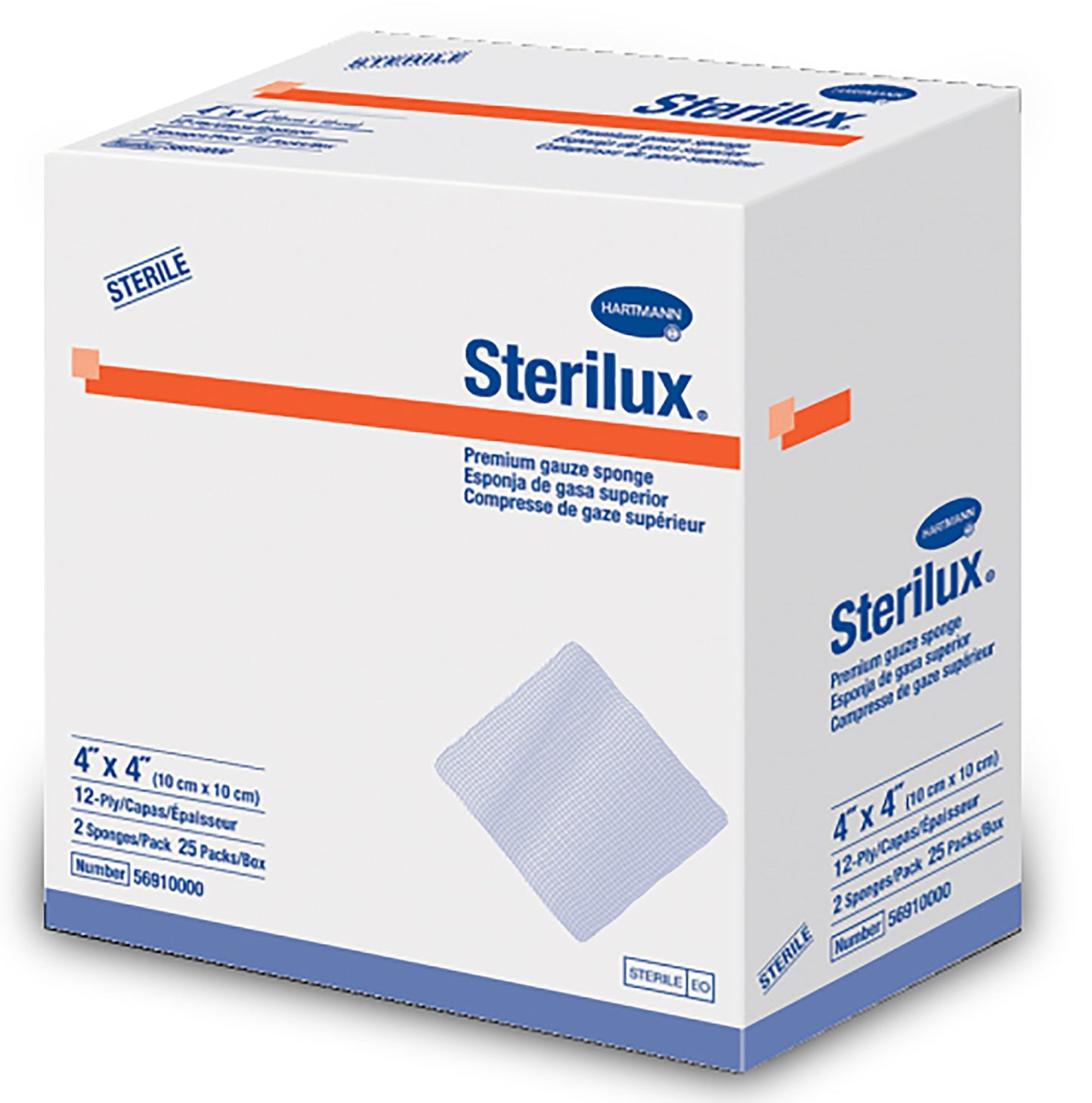 GAUZE, SPNG STERILUX STR 4"X4"12PLY