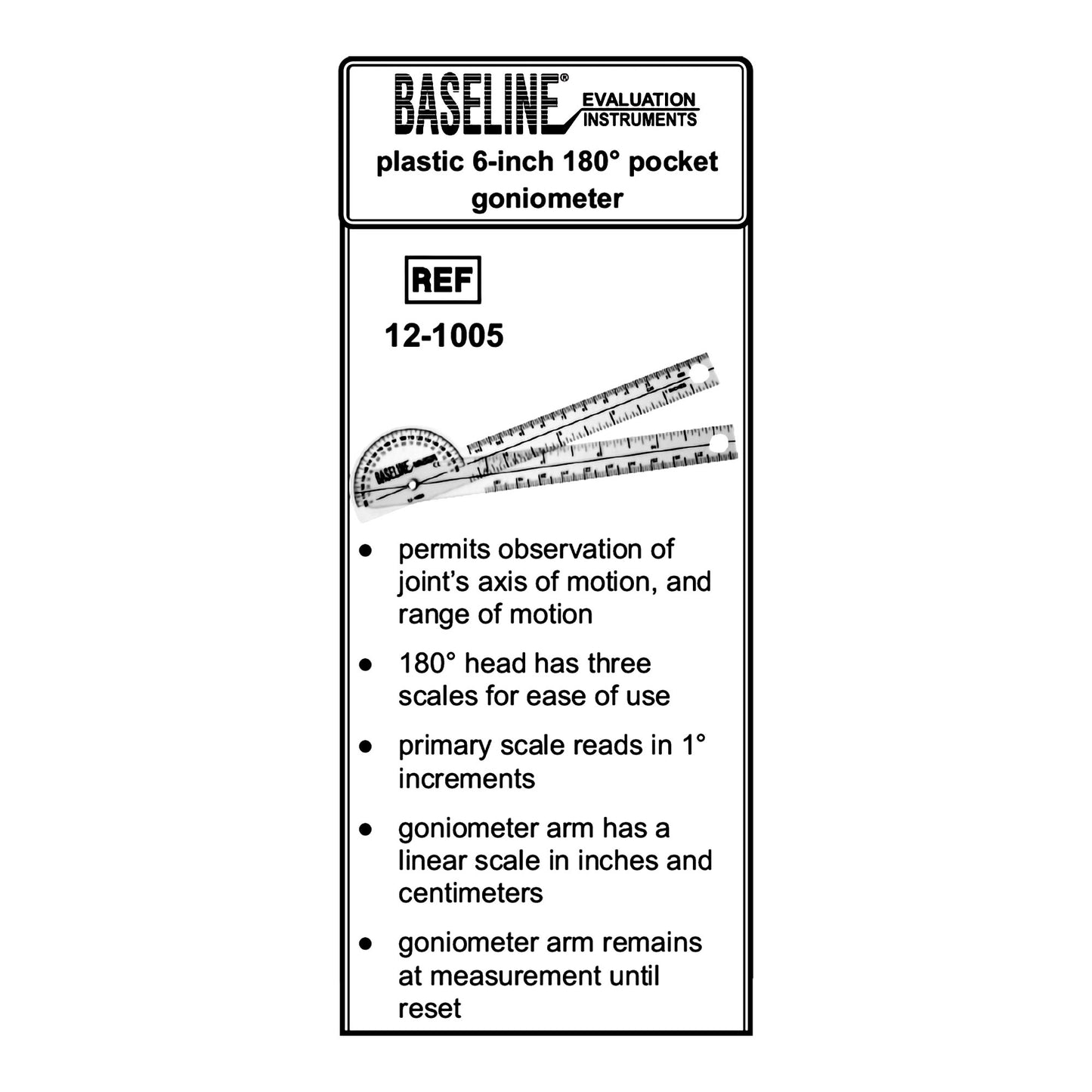 GONIOMETER, PLAS PCKT 6"FABENT